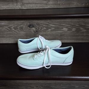 Vans Mint Green Canvas Lace-Up Sneakers